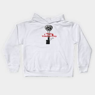 Happy Valentines Day Gift with the Key & Flowers Kids Hoodie